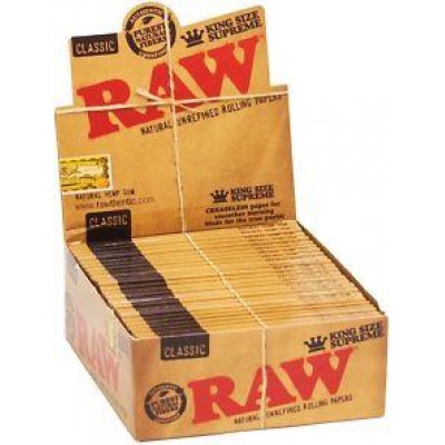 RAW KING SIZE SUPREME CIGARETTE ROLLING PAPERS 24CT/PACK